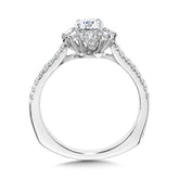 Marquise-Accented Sun Burst Diamond Halo Engagement Ring